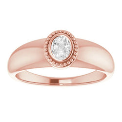Solitaire Wedding Ring Oval Old Cut Genuine Natural Earth Mined Diamond Bezel Set 1.50 Carats