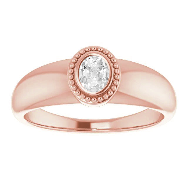 Solitaire Wedding Ring Oval Genuine Old Cut Diamond Bezel Set 1.50 Carats