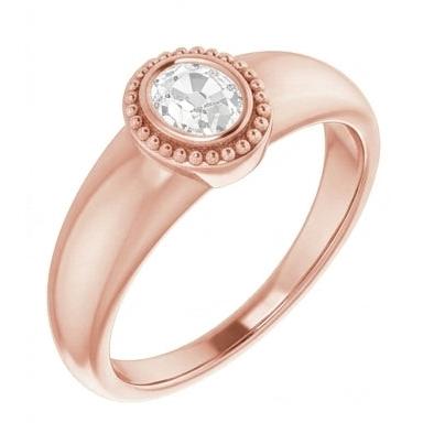 Solitaire Wedding Ring Oval Old Cut Genuine Natural Earth Mined Diamond Bezel Set 1.50 Carats