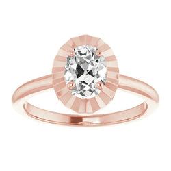 Solitaire Wedding Ring Oval Old Miner Real Diamond 3.25 Carats Women's Jewelry