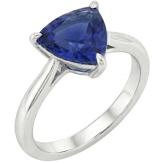 natural trillion sapphire 1.50ct ring front view