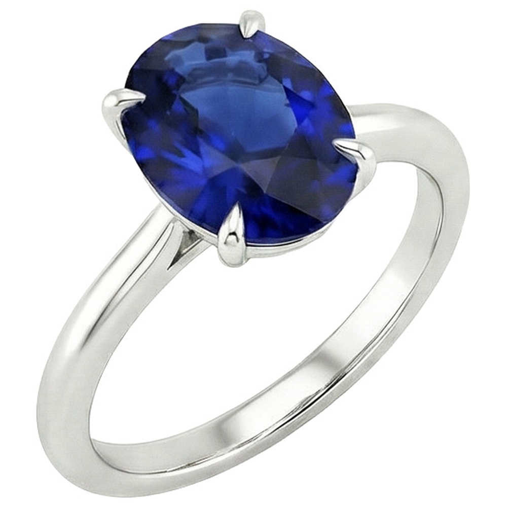 Solitaire Wedding Ring White Gold Blue Sapphire 3 Carats