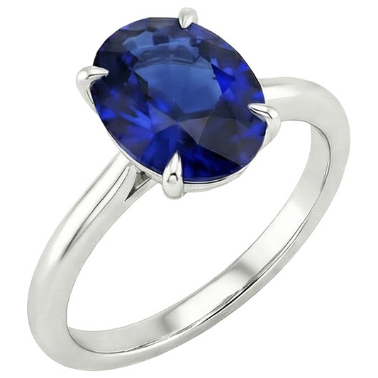 Solitaire Wedding Ring White Gold Blue Sapphire 3 Carats