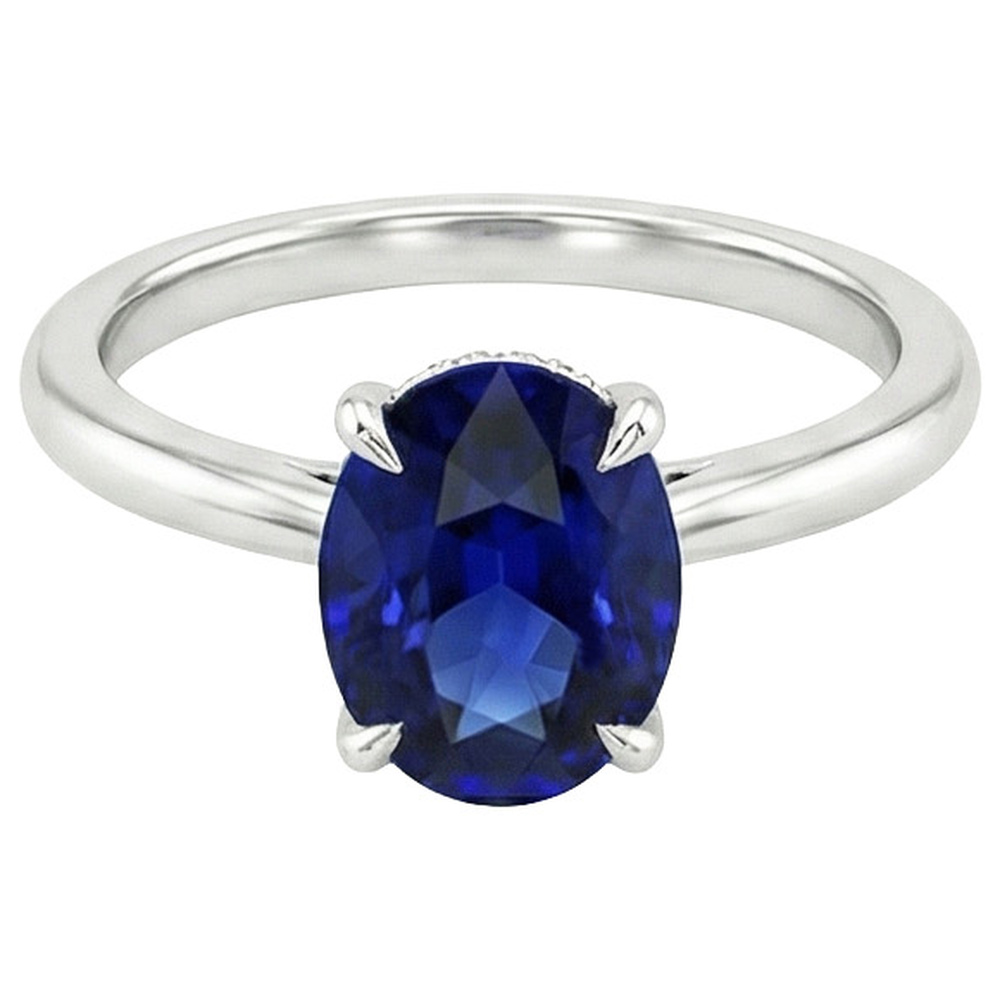 Solitaire Wedding Ring White Gold Blue Sapphire 3 Carats