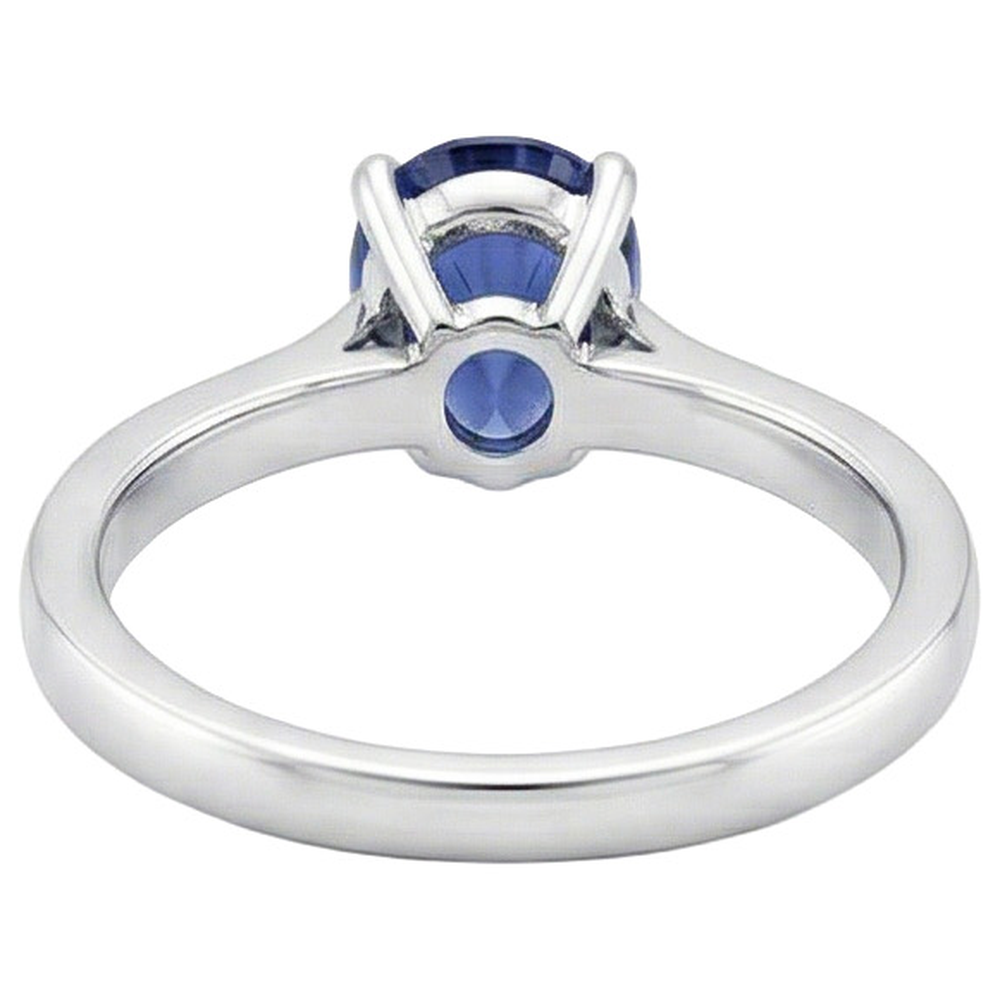 Solitaire White Gold Sri Lankan Sapphire Ring 2.50 Carats