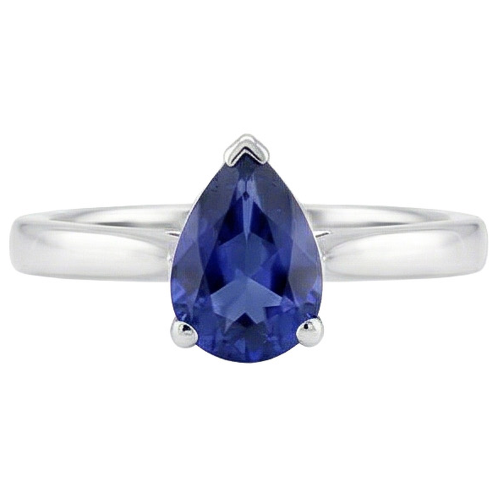 Solitaire White Gold Sri Lankan Sapphire Ring 2.50 Carats