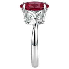 Solitaire With Accent 1.70 Ct. Ruby And Natural Earth Mined DIAMOND ( NOT LAB GROWN )s Ring White Gold 14K