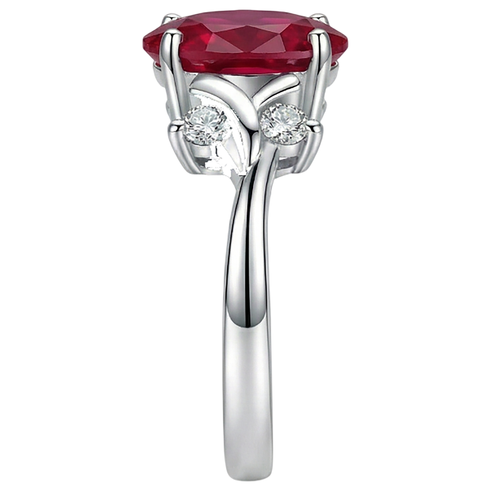 Solitaire With Accent 1.70 Ct. Ruby And Natural Earth Mined DIAMOND ( NOT LAB GROWN )s Ring White Gold 14K