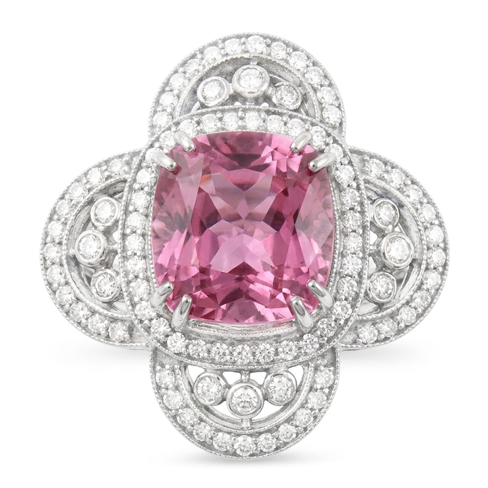 Solitaire With Accent 12 Carats Kunzite With Natural Earth Mined Diamonds Ring Gold