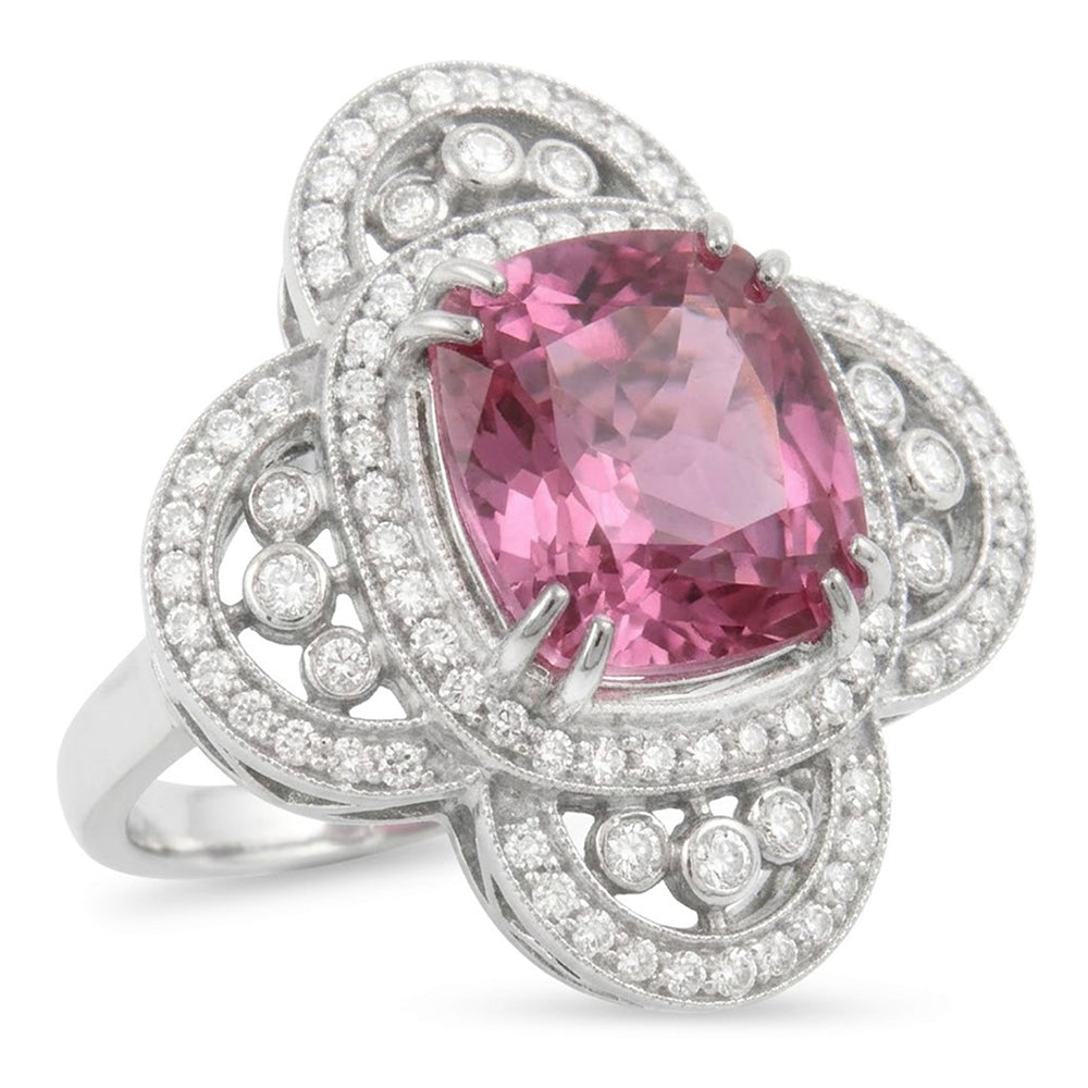 Solitaire With Accent 12 Carats Kunzite With Natural Earth Mined Diamonds Ring Gold