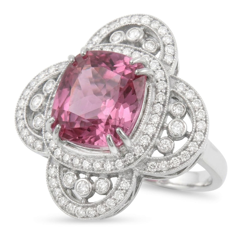 Solitaire With Accent 12 Carats Kunzite With Natural Earth Mined Diamonds Ring Gold