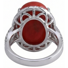 Solitaire With Accent 13.75 Ct Red Coral And Natural Earth Mined Diamonds Ring New