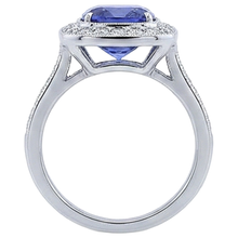Solitaire With Accent 18 Ct Tanzanite With Natural Earth Mined Diamonds Ring White Gold