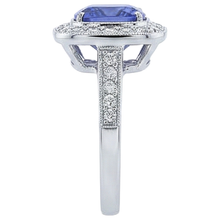 Solitaire With Accent 18 Ct Tanzanite With Natural Earth Mined Diamonds Ring White Gold