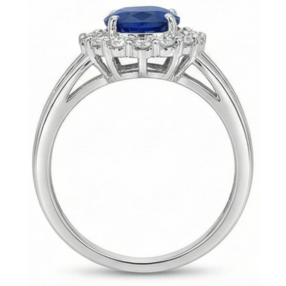 Solitaire With Accent 2.40 Carats Ceylon Sapphire With Natural Earth Mined Diamonds Ring