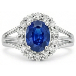 Natural Sapphire Ring 2.40ct - White Gold 14K