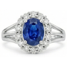 Solitaire With Accent 2.40 Carats Ceylon Sapphire With Natural Earth Mined Diamonds Ring