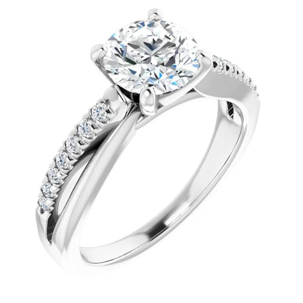 Solitaire With Accent 2.20 Carats Real Diamonds Ring White Gold 14K