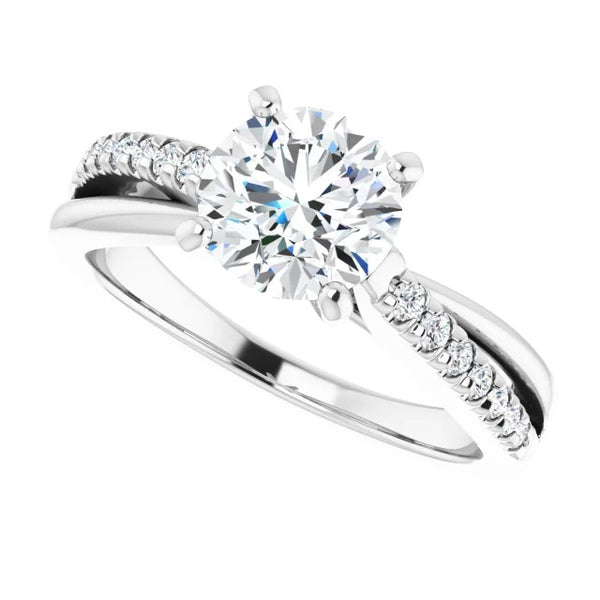 Solitaire With Accent 2.20 Carats Real Diamonds Ring White Gold 14K