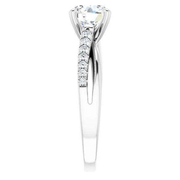 Solitaire With Accent 2.20 Carats Real Diamonds Ring White Gold 14K