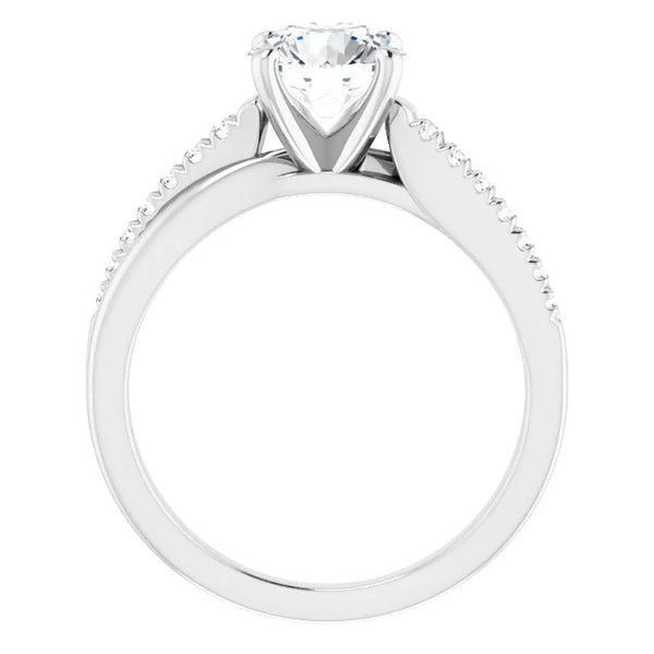 Solitaire With Accent 2.20 Carats Real Diamonds Ring White Gold 14K