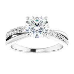 Solitaire With Accent 2.20 Carats Real Diamonds Ring White Gold 14K