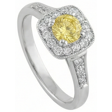 Solitaire With Accent 3.5 Ct Yellow Sapphire And Natural Earth Mined Diamonds Ring