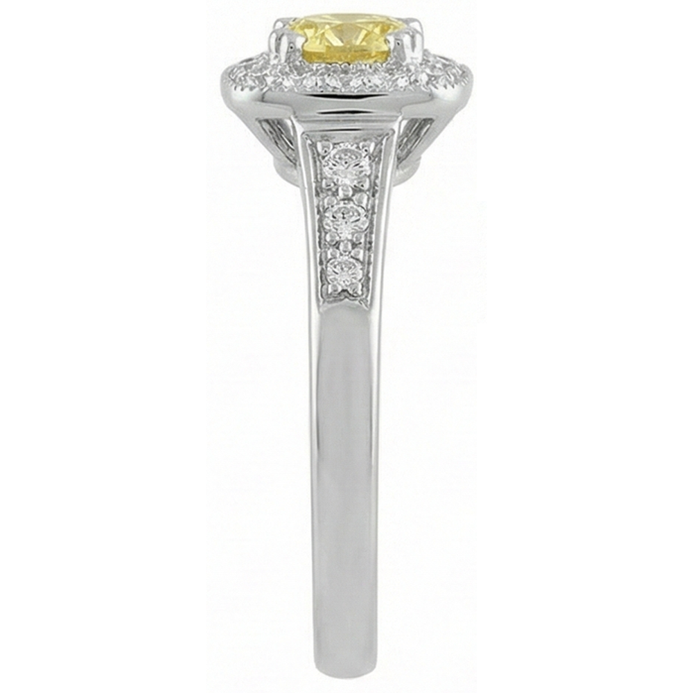 Solitaire With Accent 3.5 Ct Yellow Sapphire And Natural Earth Mined Diamonds Ring