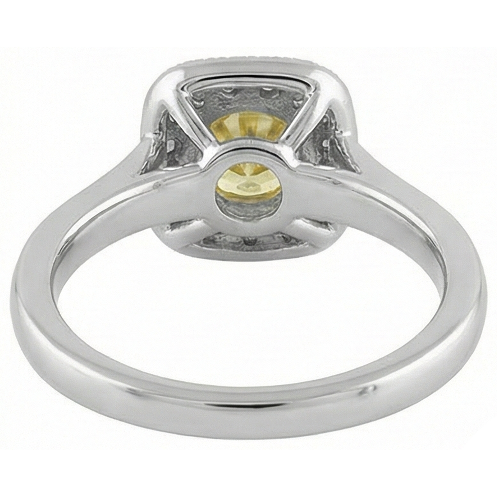 Solitaire With Accent 3.5 Ct Yellow Sapphire And Natural Earth Mined Diamonds Ring