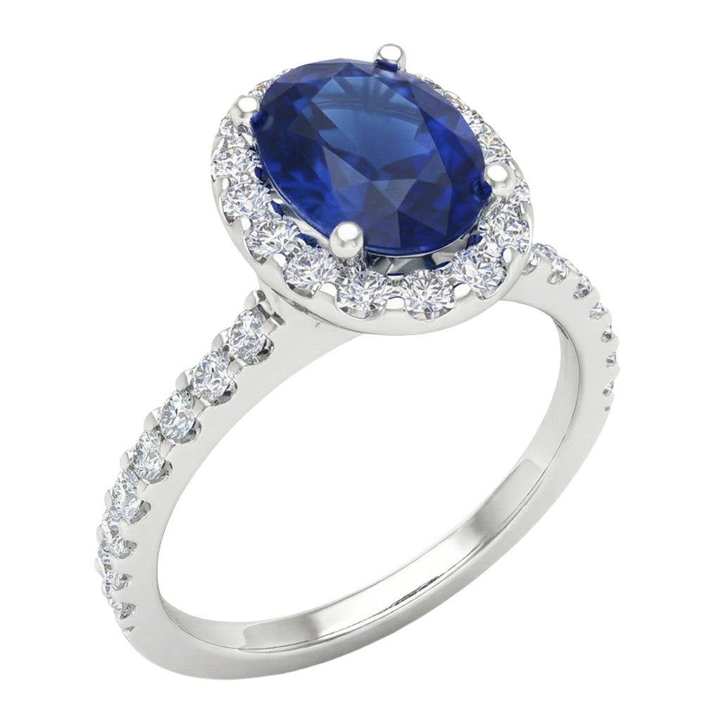 natural round sapphire 3.50ct ring side angle