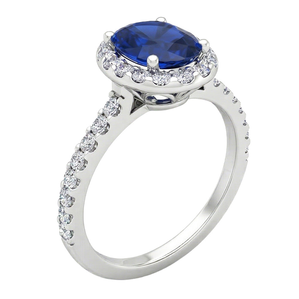 natural round sapphire 3.50ct ring top view