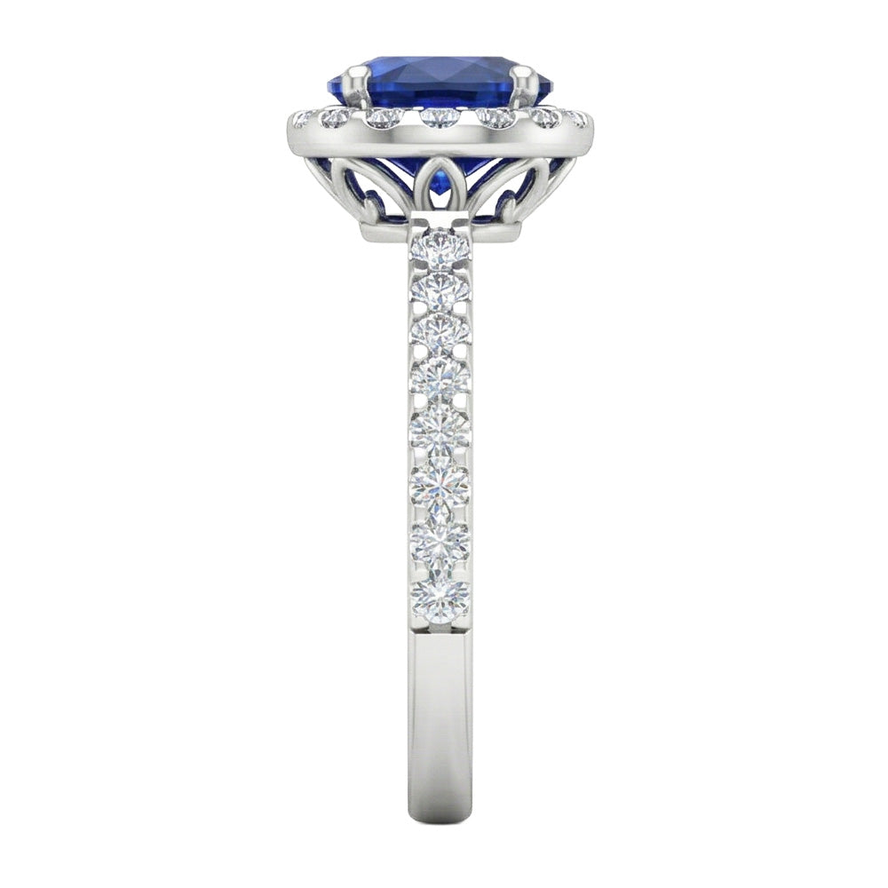 natural round sapphire 3.50ct ring profile view