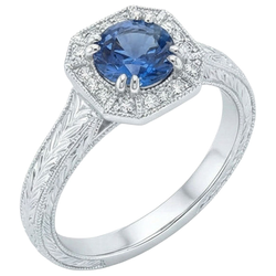Natural Sapphire Ring 3.75ct - White Gold 14K