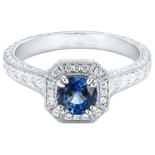 natural round sapphire 3.75ct ring side angle