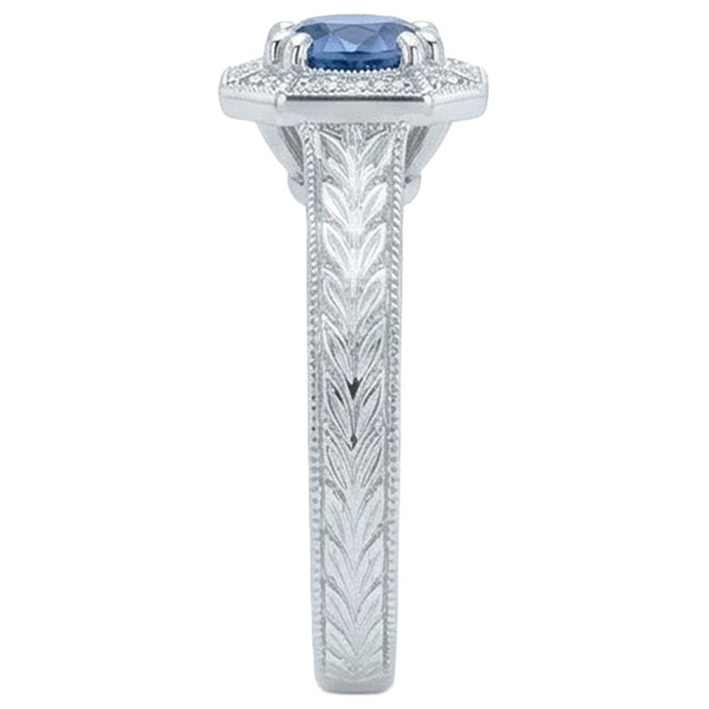 natural round sapphire 3.75ct ring top view