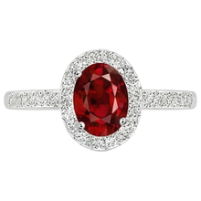 Solitaire With Accent 3.85 Carats Ruby And Natural Earth Mined Diamonds Ring 14K WG