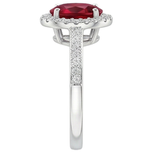 Solitaire With Accent 3.85 Carats Ruby And Natural Earth Mined Diamonds Ring 14K WG