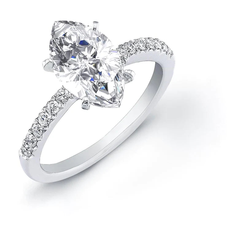 Solitaire With Accent 3.50 Carats Marquise And Round Cut Real Diamonds Ring