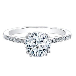 Solitaire With Accent 3.50 Carats Natural Earth Mined Diamonds Wedding Ring White Gold 14K