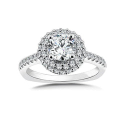 Solitaire With Accent 4.50 Carats Real Diamonds Halo Ring White Gold 14K