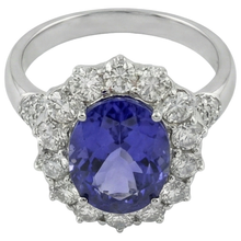 Solitaire With Accent 7.25 Ct. Tanzanite And Natural Earth Mined Diamonds Ring