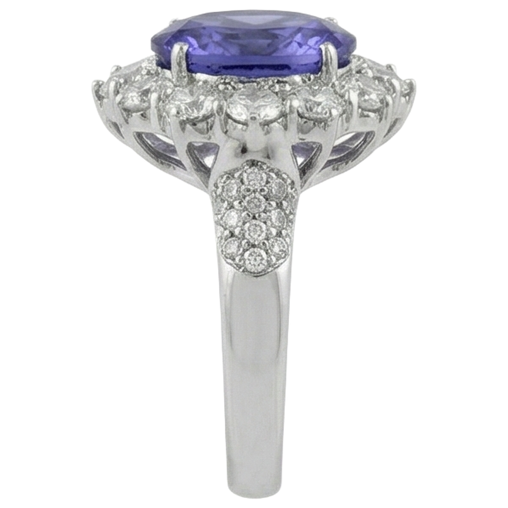 Solitaire With Accent 7.25 Ct. Tanzanite And Natural Earth Mined Diamonds Ring