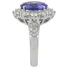 Solitaire With Accent 7.25 Ct. Tanzanite And Natural Earth Mined Diamonds Ring