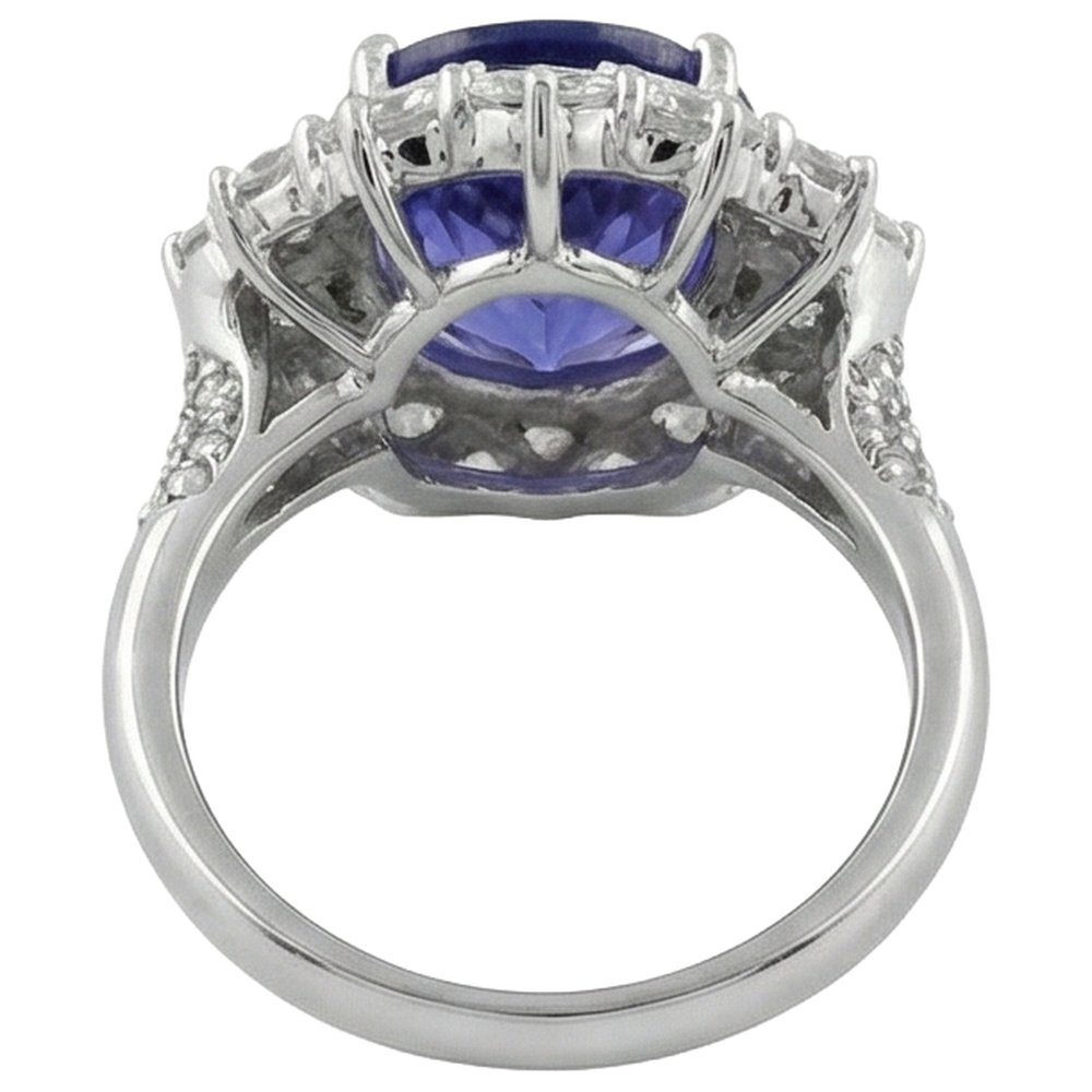 Solitaire With Accent 7.25 Ct. Tanzanite And Natural Earth Mined Diamonds Ring