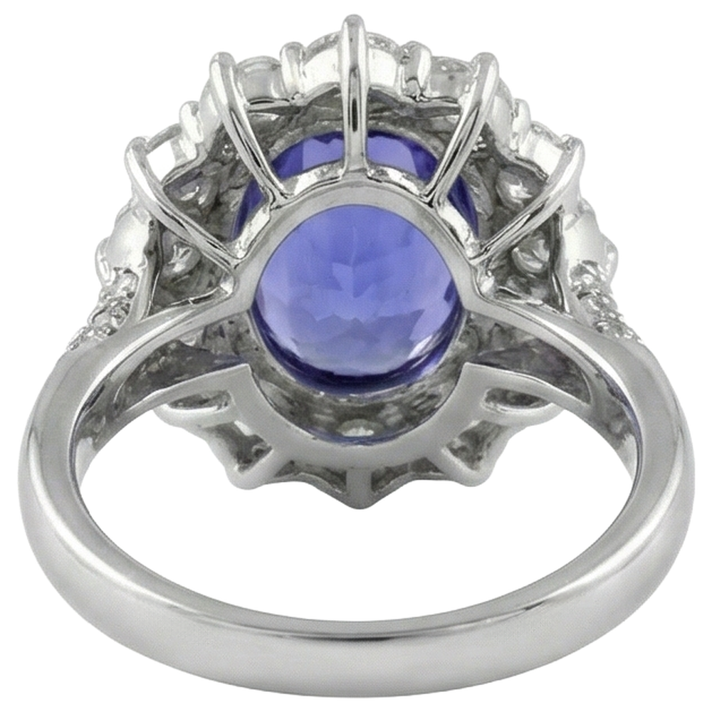 Solitaire With Accent 7.25 Ct. Tanzanite And Natural Earth Mined Diamonds Ring