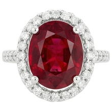 Solitaire With Accent 7 Ct. Ruby And Natural Earth Mined Diamonds Ring White Gold 14K