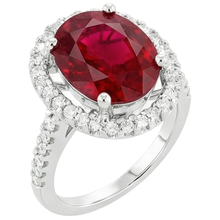 Solitaire With Accent 7 Ct. Ruby And Natural Earth Mined Diamonds Ring White Gold 14K