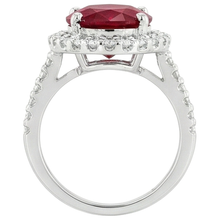 Solitaire With Accent 7 Ct. Ruby And Natural Earth Mined Diamonds Ring White Gold 14K