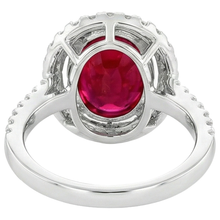 Solitaire With Accent 7 Ct. Ruby And Natural Earth Mined Diamonds Ring White Gold 14K