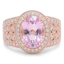 Solitaire With Accent Kunzite With Natural Earth Mined Diamonds 15 Ct Ring Rose Gold